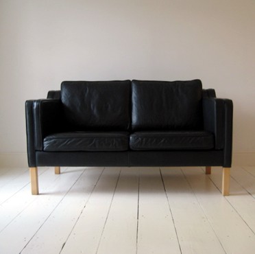 Mogensen Black Leather Couch