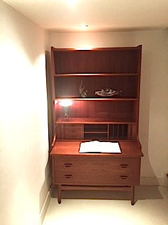 Teak bookcase with desk